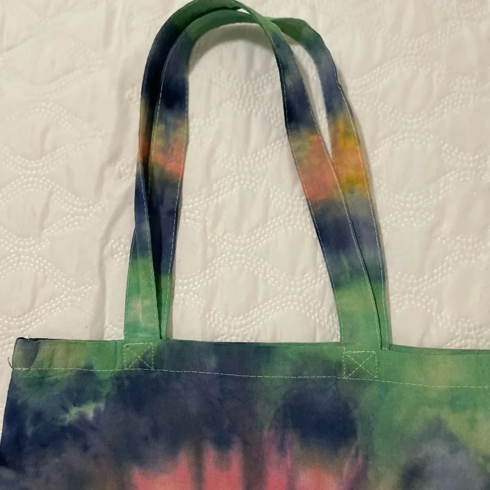 Hand crafted tie dye tote small reusable